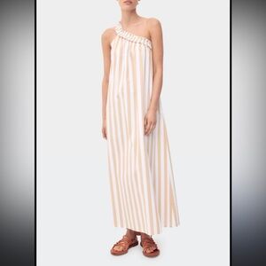 BIRD & KNOLL
Donatella One-shoulder Cotton Maxi Dress In Sand, size small